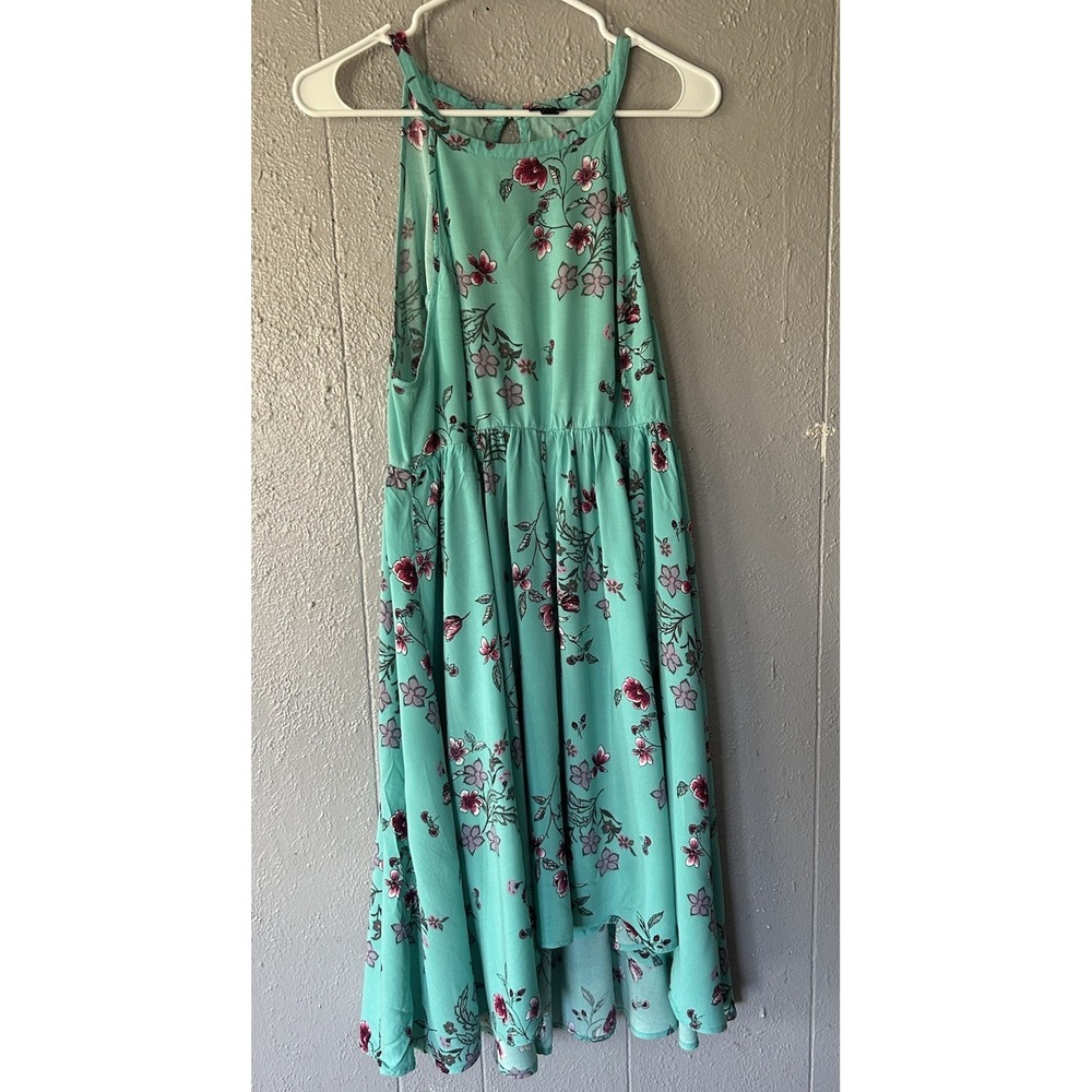 Women's Torrid 00 Dress Sleeveless Asymmetrical Teal Floral Springcore Casual